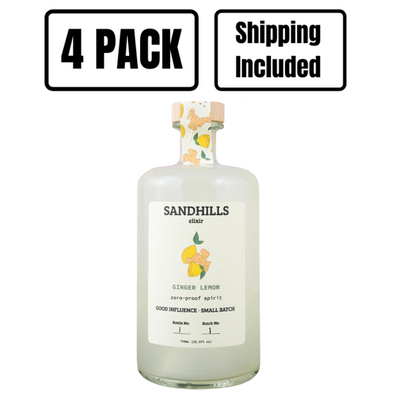 Nebraska Elixirs | Natural Ginger Lemon Flavor | Zero-Proof Spirit | Made in Small Batches | Citrus Undertone | Non-Alcoholic Cocktails | 25.3 oz. Bottle | Pack of 4 | Shipping Included