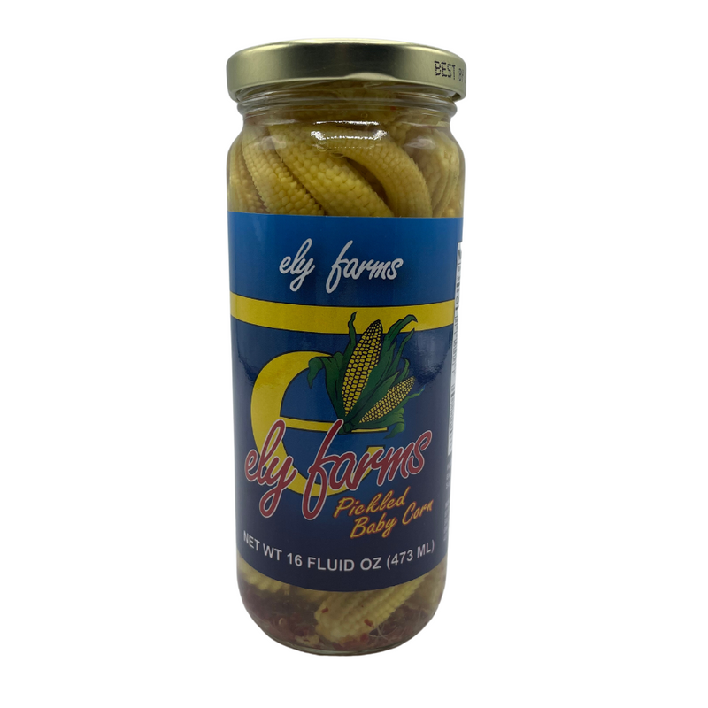 Pickled Baby Corn | Sweet and Spicy | Zesty Pickle Flavor | Made in USA | Appetizer Platter | 16 oz. Jar