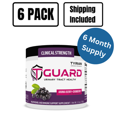 Urinary Tract Supplement | Nutritional Aronia Berry and Cranberry | Supports Immune System and UTI Infections | 5.3 oz. - 30 Servings per Container | 6 Month Supply | 6 Pack | Shipping Included | TGuard