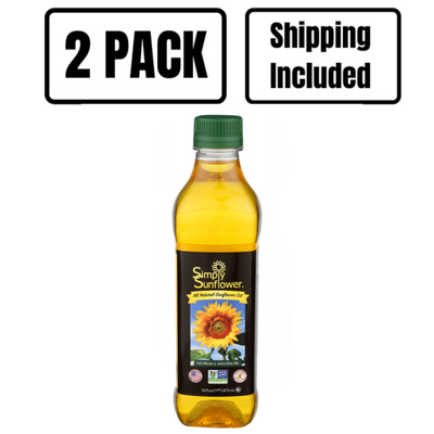 Simply Sunflower All-Natural Sunflower Oil | Non GMO, Gluten-Free, Vegan | Heart Healthy Cooking Oil | 16 oz. | 2 Pack | Shipping Included
