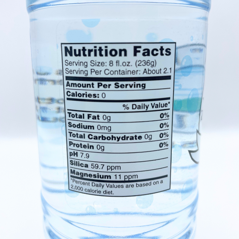 Close up of Nutrition Facts on the side of the bottle