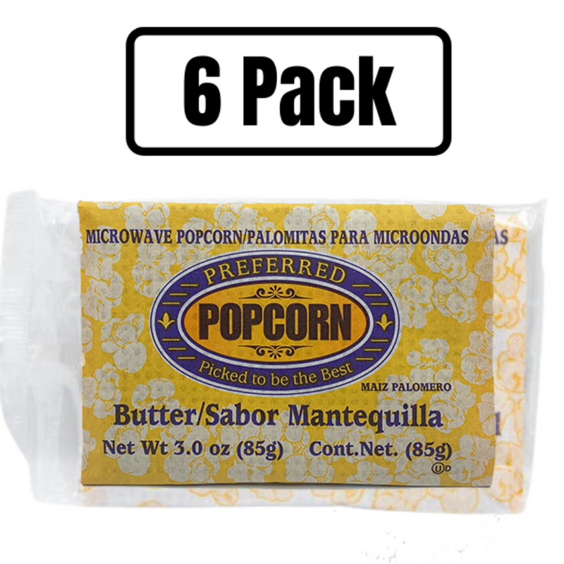 Butter Flavored Microwave Popcorn | Savory Snack | Good Source of Fiber | No Mess Theater Quality Popcorn  | Preferred Popcorn | 3 oz. Bag | Multipacks