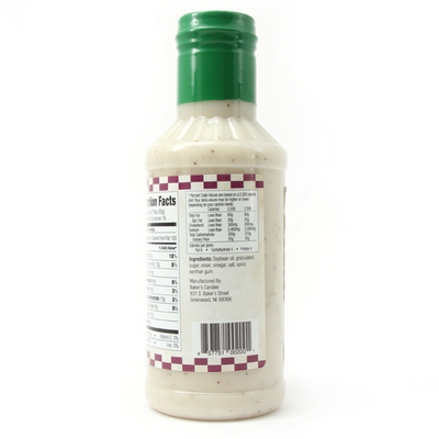 Side of Baker's Candies 16oz Sandhills Sweet Onion Gluten Free Ranch Salad Dressing with list of ingredients.