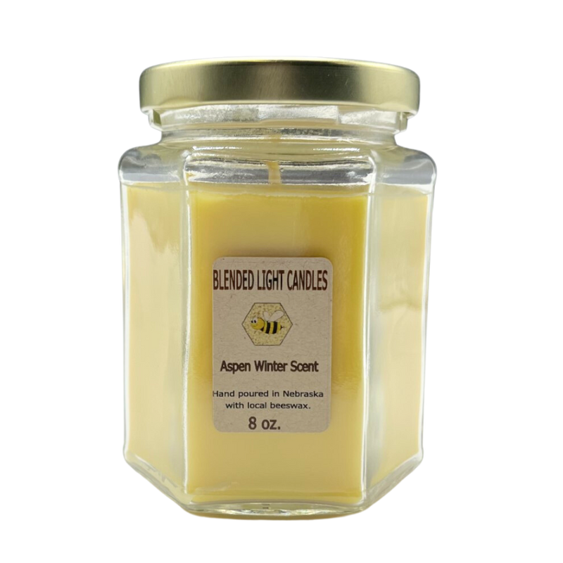 Aspen Winter Candle | Evergreen Scent with Spice | Hand Crafted Candle | Multiple Sizes | Locally Sourced Nebraska Bees | Perfect Gift For Loved Ones