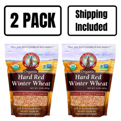 Two 2 Pound Bags Of Organic Hard Red Winter Wheat On A White Background