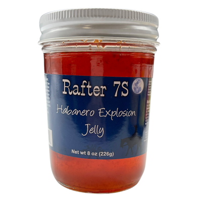 Habanero Explosion Jelly | 8 oz. Jar | Hot and Spicy Jelly Spread | Perfect for Spicy Lovers | Serve Over Cream Cheese or Mix With Sour Cream With Crackers | Adds Touch of Heat to Any Dish | Glaze Enhancer | Nebraska Jelly | Packed With Heat