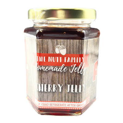 Cherry Jelly | 9 oz. Jar | Fresh Fruit Spread | Tastes Like Cherry Pie | Sweet and Tart Flavor | Made in Nebraska | Great on Toast, Waffles, or Bagels | Hand Stirred | Pairs Well With Any Dish | Locally Grown Produce