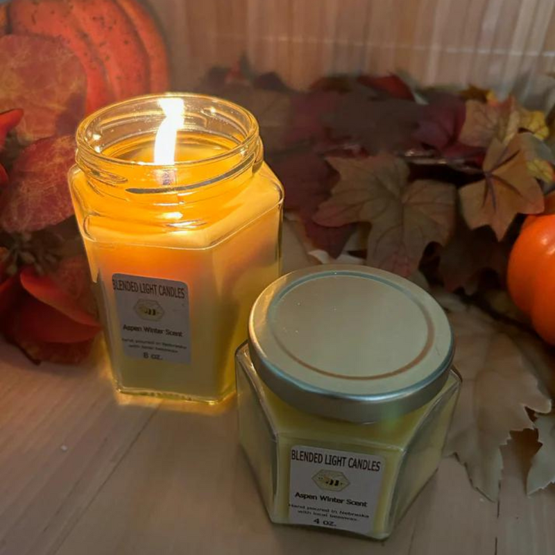 Aspen Winter Candle | Evergreen Scent with Spice | Hand Crafted Candle | Multiple Sizes | Locally Sourced Nebraska Bees | Perfect Gift For Loved Ones