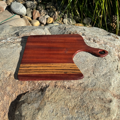 Exotic Wood Cutting Board | African Padock & Zebra Wood | Handcrafted Serving Trey | Chopping Board | Cheese Board | Exotic Bread Board | Great For Charcuterie Display | 13"X9"X0.5"
