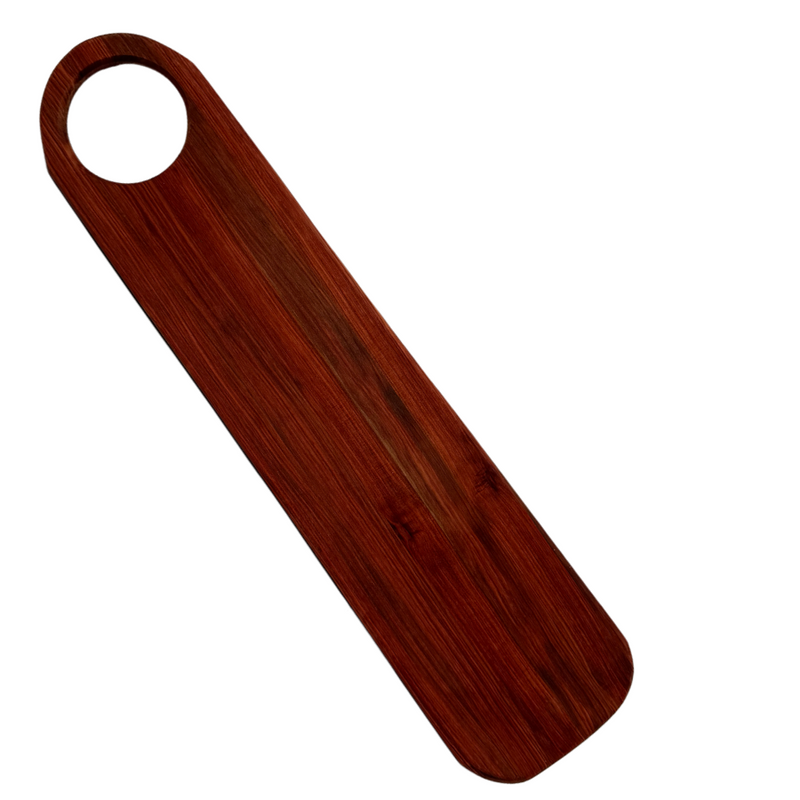 Exotic Wood Cutting Board | African Padauk Wood | Cheese Board | Paddle Board | Hand Crafted Serving Trey | Perfect for a Sample Flight Server | 20"X4.5"X0.5"