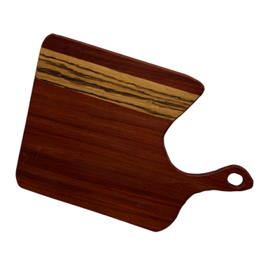 Exotic Wood Cutting Board | African Padock & Zebra Wood | Handcrafted Serving Trey | Chopping Board | Cheese Board | Exotic Bread Board | Great For Charcuterie Display | 13"X9"X0.5"