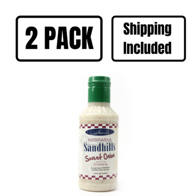 Baker's Candies 16oz Sandhills Sweet Onion Gluten Free Ranch Salad Dressing with 2 PACK Logo and Shipping Included Logo.
