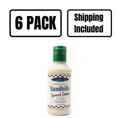 Baker's Candies 16oz Sandhills Sweet Onion Gluten Free Ranch Salad Dressing with 6 PACK Logo and Shipping Included Logo.
