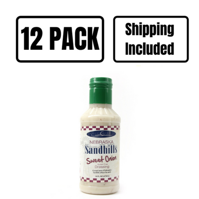Baker's Candies 16oz Sandhills Sweet Onion Gluten Free Ranch Salad Dressing with 12 PACK Logo and Shipping Included Logo.