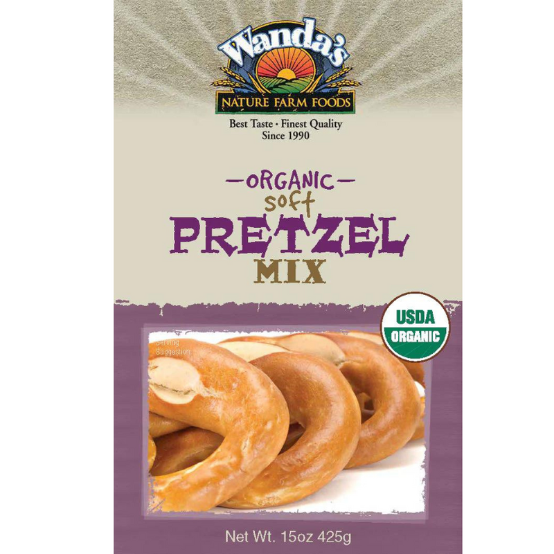 Soft Pretzel Mix | 15 oz. | Organic | 2 Pack | Shipping Included | Makes The Most Soft, Warm Pretzels | Fun Baking Mix | Buttery, Salty Goodness | Sprinkle With Salt Or Cinnamon Sugar