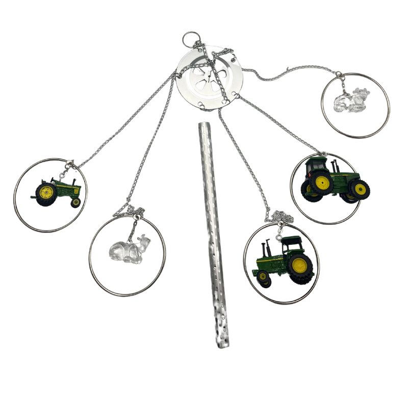 John Deere Tractors and Cows Wind Chime | Good Quality and Handmade Wind Chime | John Deere Lovers | Perfect, Unique Gift for Farmers or Ranchers  | Yard Decor | Shipping Included