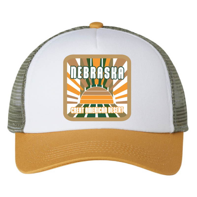 Nebraska Baseball Cap | Nebraska Great American Desert | Tan & Gray | One Size Fits Most | Timeless Style | Easily Paired With Any Outfit | Adjustable