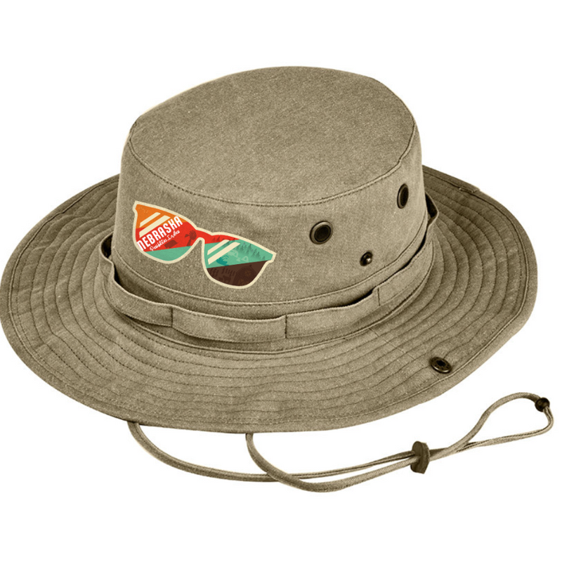 Nebraska Boonie Hat | Cool Joe Aviator Sunglasses Boonie | Woodland Brown | Protective Wide Brim | Adjustable Chin Strap | Fun & Stylish