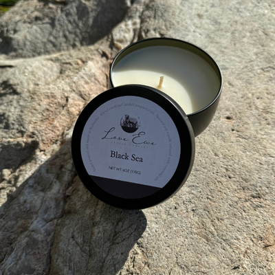 Luxury Scented Candle | Black Sea Fragrance | Oceanic Accords with Dark Musk and Sandalwood Airy Scent | Handmade in Small Batches | Natural USA Grown Soybean Soy Wax |6 oz