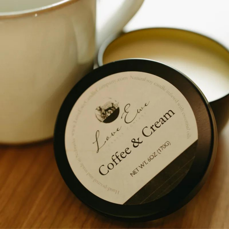 Luxury Scented Candle | Coffee & Cream Fragrance | Fresh Coffee With a Dash of Creme Brulee Creamer Scent | Handmade in Small Batches | Natural USA Grown Soybean Soy Wax | 6 oz