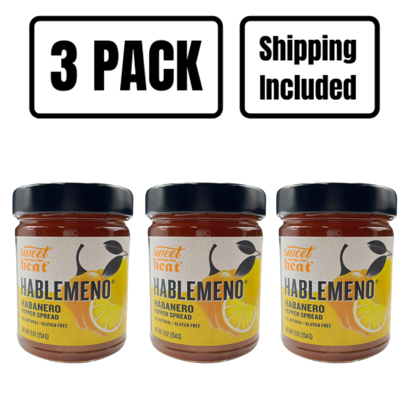 Hablemeno Pepper Spread | 9 oz. Jar | Lemon Pepper Spread | Gluten Free | Sweet and Spicy | Spread On Cream Cheese & Crackers, Pork Loin, and Shrimp | Adds A Citrusy Kick To Any Dish | All Natural | Nebraska Made | 3 Pack | Shipping Included