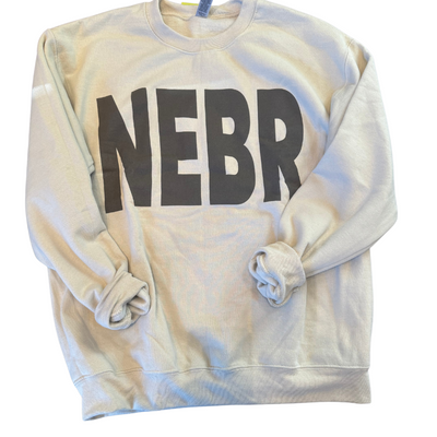 Nebraska Crew Neck | NEBR | Tan | Perfect for Nebraska Fans | For Nebraska Lovers | Comfy, Soft Material | Pairs With All Outfits | Sporty Crew Neck