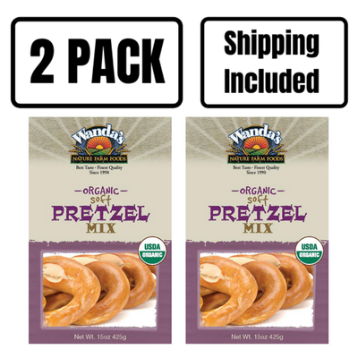 Soft Pretzel Mix | 15 oz. | Organic | 2 Pack | Shipping Included | Makes The Most Soft, Warm Pretzels | Fun Baking Mix | Buttery, Salty Goodness | Sprinkle With Salt Or Cinnamon Sugar