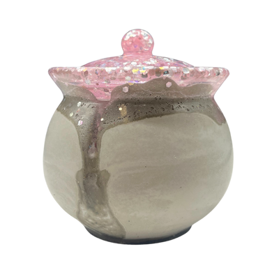 Sparkly Jar With Lid | Perfect For Jewelry, Cosmetics, Or Storage Needs | Made With Durable, Long-Lasting Concrete | Nebraska-Made | Cute Touch To Your Desk Or Vanity