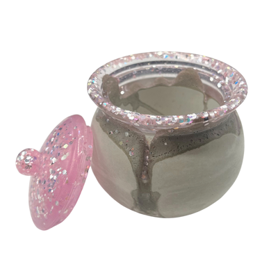 Sparkly Jar With Lid | Perfect For Jewelry, Cosmetics, Or Storage Needs | Made With Durable, Long-Lasting Concrete | Nebraska-Made | Cute Touch To Your Desk Or Vanity
