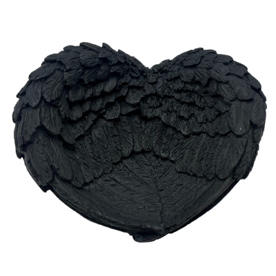 Angel Wing Dish | Keepsake Trinket Dish For Loved One | Dark Gray | Made With Durable Concrete | Used For Jewelry Or Storage Needs | Nebraska Creation