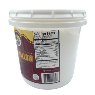 Beef Tallow | Premium Rendered Tallow | 1.5 lb. Tub | 100% Grass-Fed Beef | GMO Free | Perfect for Cooking and Baking Needs