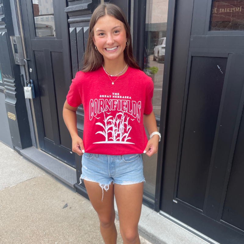 The Great Nebraska Cornfield T-shirt | NE Red | Multiple Size Options