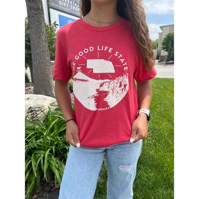 The Good Life State T-Shirt | Perfect Shirt For Nebraska Lover | Suitable For Any Occasion | Simple NE Shirt For Women | Soft Fabric | Relaxed-Fit