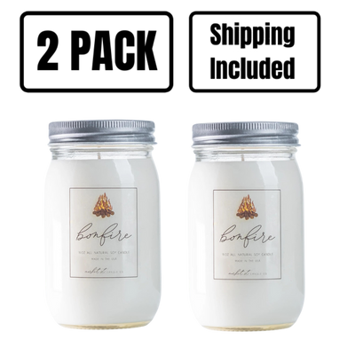 Bonfire Candle | Market Street Candle Co | 16 oz. | Smoky Wood, Cedar, Pine, & Birch With Fresh Clove Blend | All Natural Soy Wax | Long Lasting Wick | Essential Oil Based | 2 Pack | Shipping Included