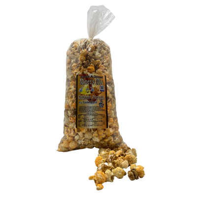 Miner's Mix Gourmet Popped Popcorn | Caramel and Cheese Popcorn Mix | 7 oz. bag | All Natural | Non-GMO | Made with Corn Oil | High Quality Ingredients | Light and Fluffy Popped Kernels | Sweet and Salty | Bursting with Flavor | Made in Nebraska