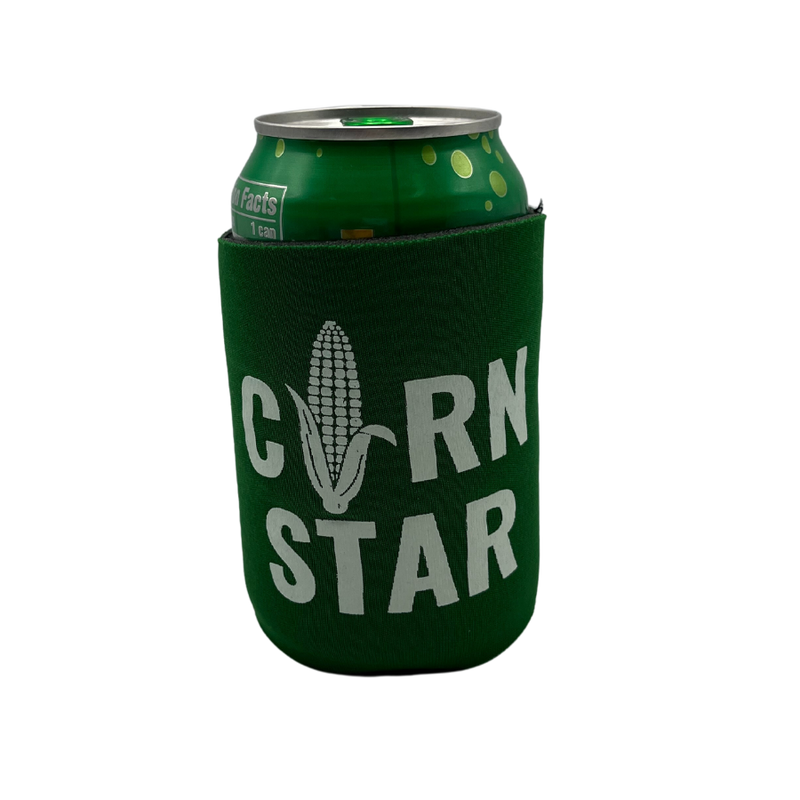 Printed Can Koozie | Corn Star Inspired Design | Green | Collapsible Foam Can Cooler