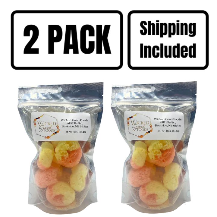 Freeze Dried Peach Rings | 1 oz. Bag | Space Snack | Irresistibly Delicious | Tropical Peach Fusion | 2 Pack | Shipping Included | Delightful Crunch