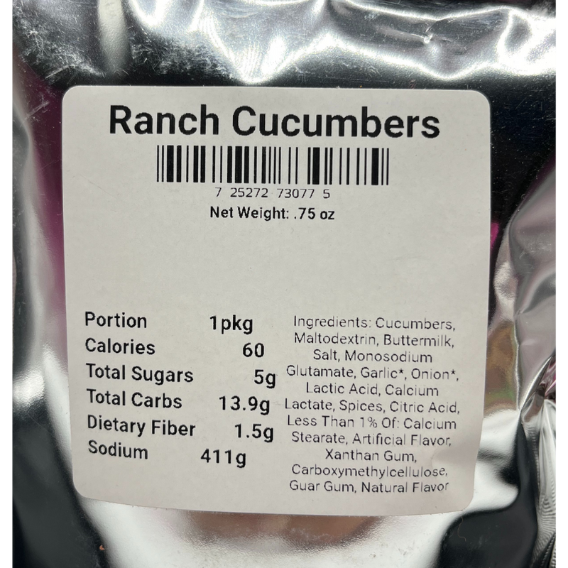 Freeze Dried Ranch Cucumbers | Freeze Dried Veggies | Salty, Crunchy, & Healthy Snack | .75 oz Bag | Excellent Source Of Fiber, Vitamin A, & Vitamin C