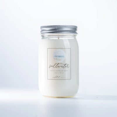 Salt Water Candle | Market Street Candle Co | 16 oz. | Refreshing Blend Of Himalayan Sea Salt, Eucalyptus, Crisp Linen, & Earthly Green | Essential Oil Infused Candle | All Natural | Nebraska Candle | 2 Pack | Shipping Included