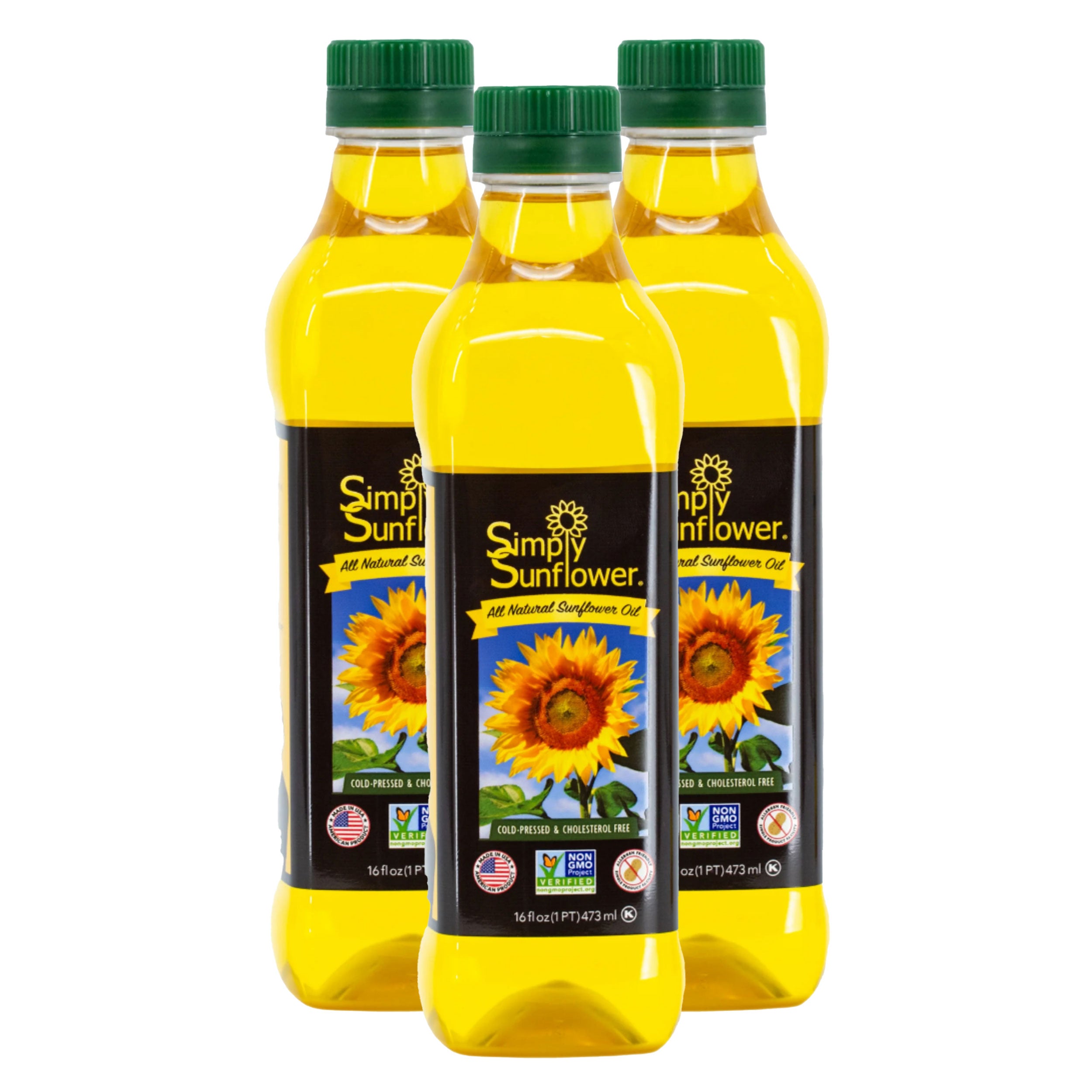 Sunflower Oil | Pack of 3 | 16 oz | Non GMO, Gluten Free, Vegan