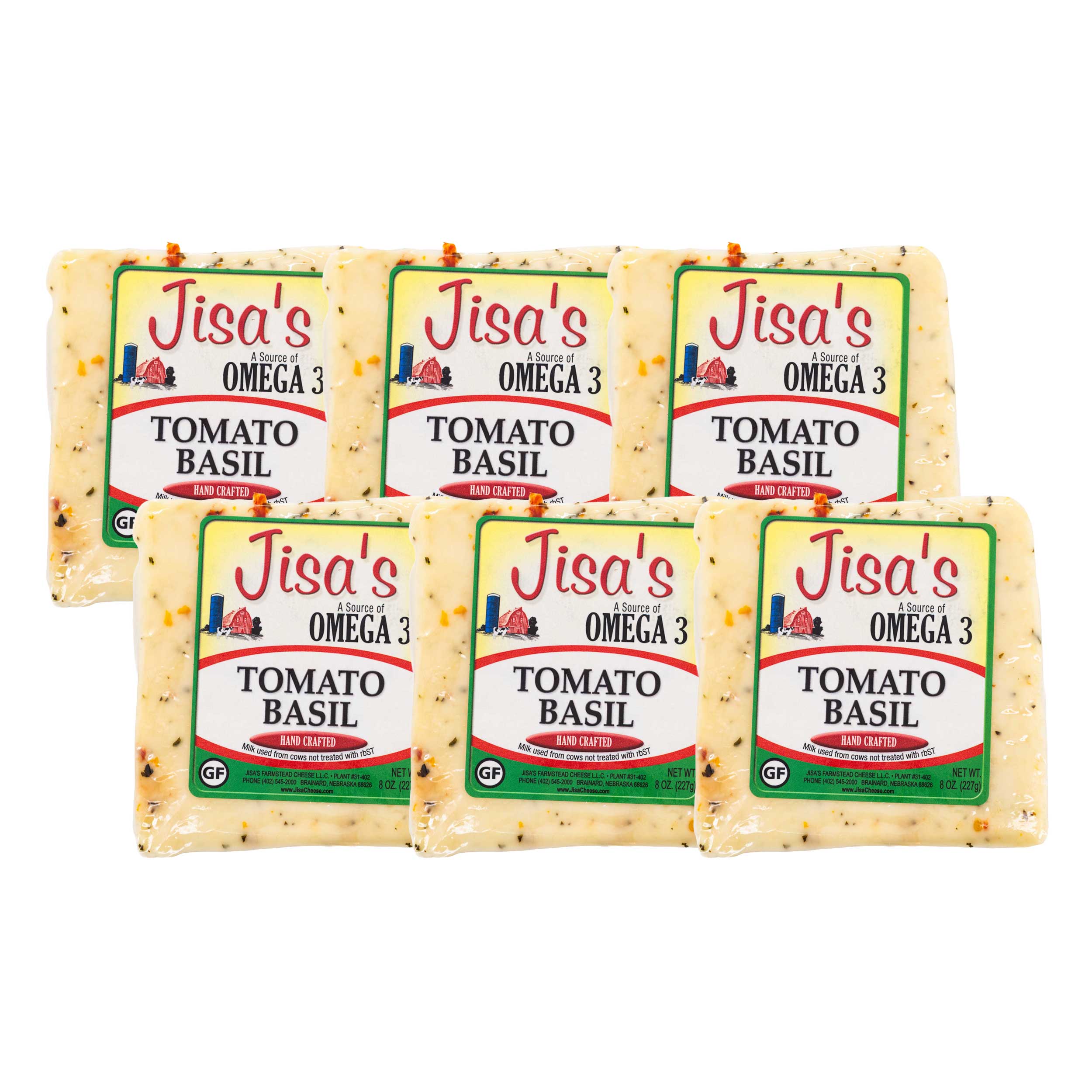 cheeseページ Tomato Basil Cheese Block | Pack of 6 | 8 oz | Jisa's Farmstead