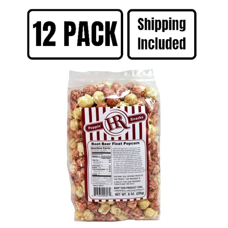 Root Beer Float Popcorn | Sweet Root Beer and Vanilla Flavor | Perfectly Popped Popcorn | Suitable For Any Occasion | Ready To Eat | No Hassle | Made in Small Batches | Party Popcorn | Pack of 12 | Shipping Included