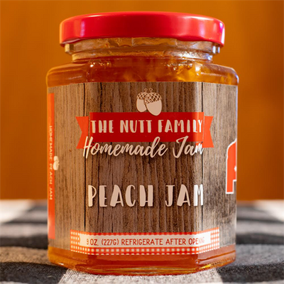 Peach Jam | 9 oz. Jar | Fruit Spread | Made with Fresh Fruit | Pairs Well with Toast, Bagels, and in Fruit Bars | Hand Stirred | Made in Nebraska | Burst of Fresh Peach Flavor | Great Over Ice Cream | Made with Local Produce