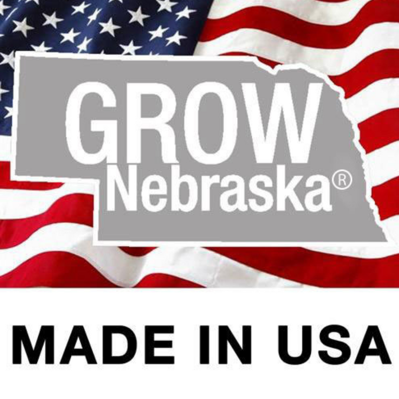 GROW Nebraska Made in the USA Logo on a white background.