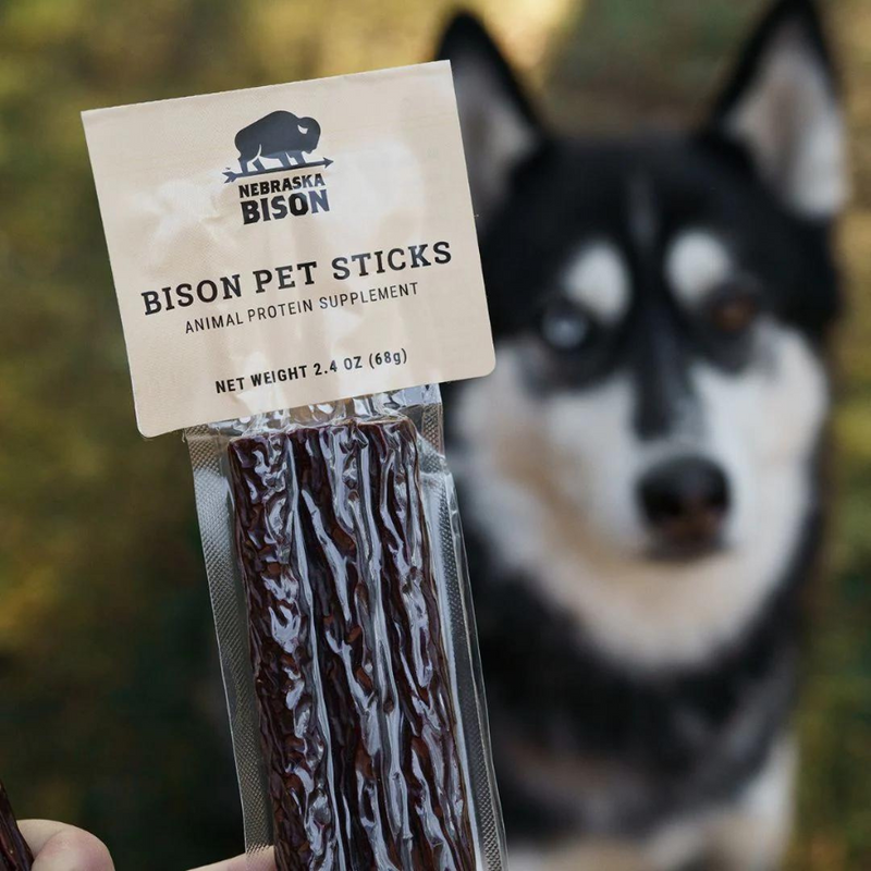 All Natural Bison Pet Sticks | Animal Protein Supplement | 6 Pack | Shipping Included | Improved Energy & Shining Coat | Nebraska Pet Sticks