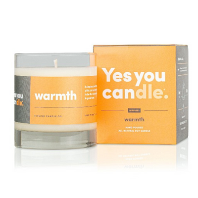 Yes You Candle | 9.5 oz. | WARMTH | Cozy Buttered Rum and Tangerine | Creamy, Butter Toffee Aroma | All Natural Soy Candle | Jar Doubles As Cocktail Glass | Nebraska Candle