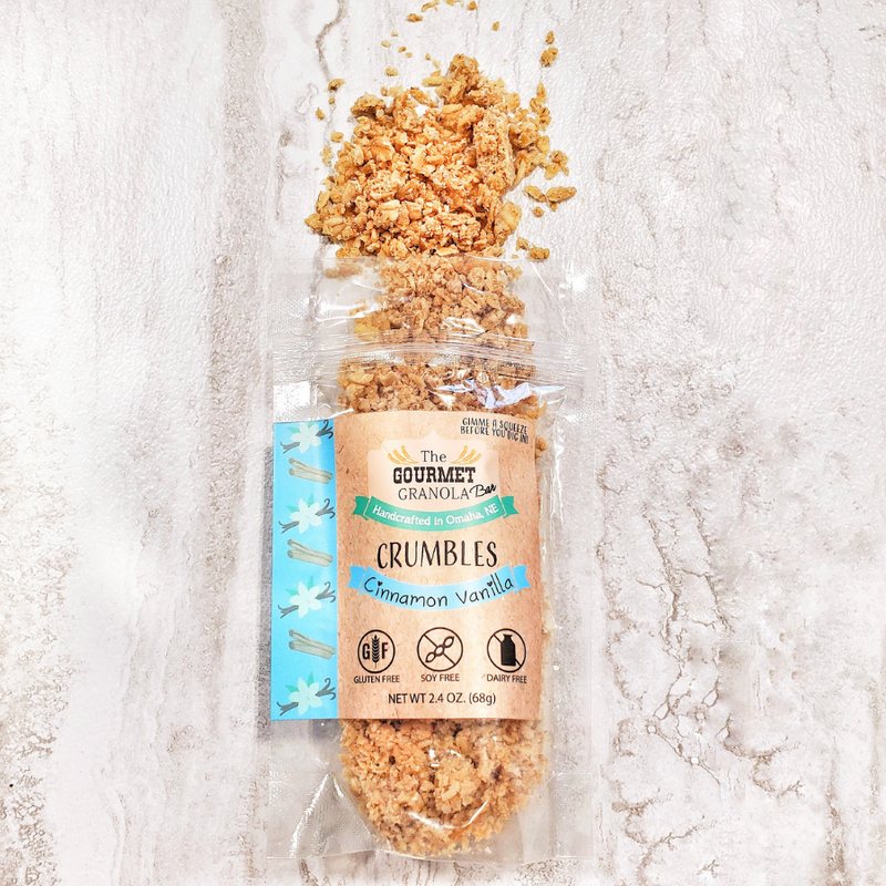 Cinnamon Vanilla Crumbles | 2.4oz Bag | Gluten, Dairy, & Soy Free | Perfect Snack For Little Ones | Soft and Chewy Crumbs | Delicious Crunch To Yogurt Or Smoothie Bowls | Nebraska Granola