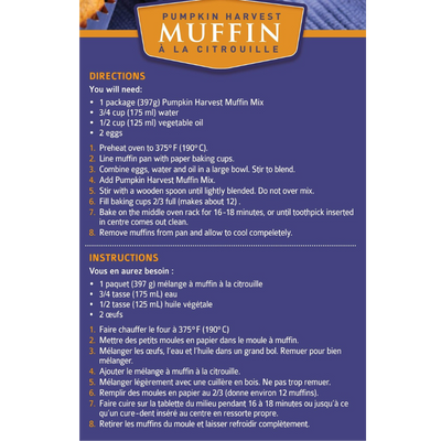 Pumpkin Harvest Muffin Mix | 14 oz. Box | Full of Pumpkin and Spice Flavor  | Light and Fluffy | Makes for a Perfect Breakfast, Snack, or Dessert | Favorite Fall Pastry | Easy to Bake | Nebraska Made Pastry | Try with Butter, Jam, or Jelly
