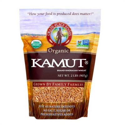 One 2 Pound Bag Of Organic Kamut Wheat On A White Background