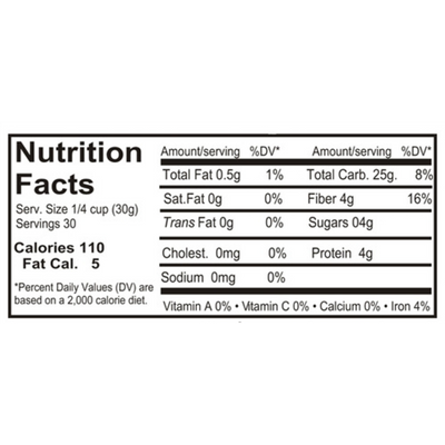 Nutrition Label For Organic Kamut Wheat
